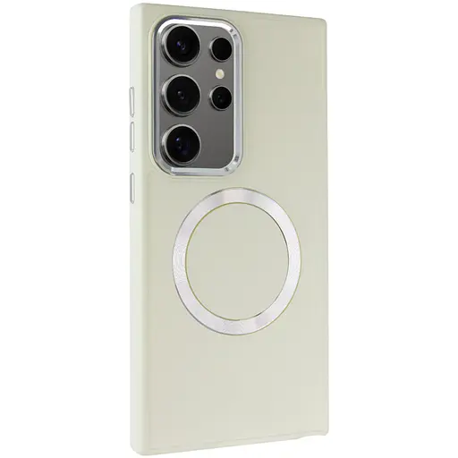 TPU чехол Epik Bonbon Metal Style with MagSafe для Samsung Galaxy S24 Ultra Белый / White - фото 2