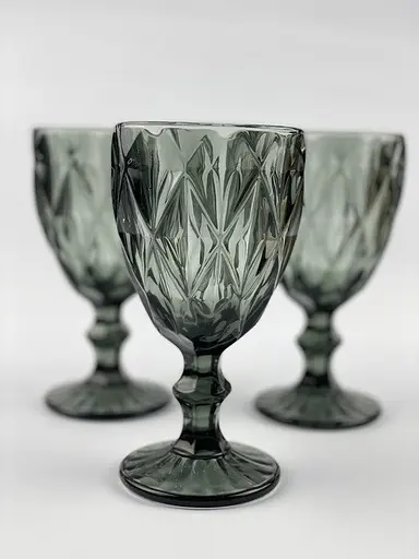 Набор бокалов для вина Glassware 6шт Подарочные цветные стеклянные фужеры для коктейлей 300мл Серый - фото 4