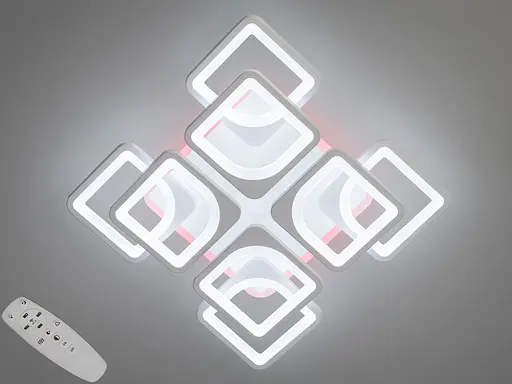 LED люстра с пультом, димером и цветной подсветкой, 170W, белая - фото 1