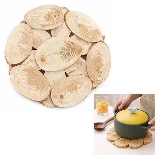 Підставка дерев'яна під гаряче двостороння з ялівцю 21х21 см Коричневий 88303 - фото 3