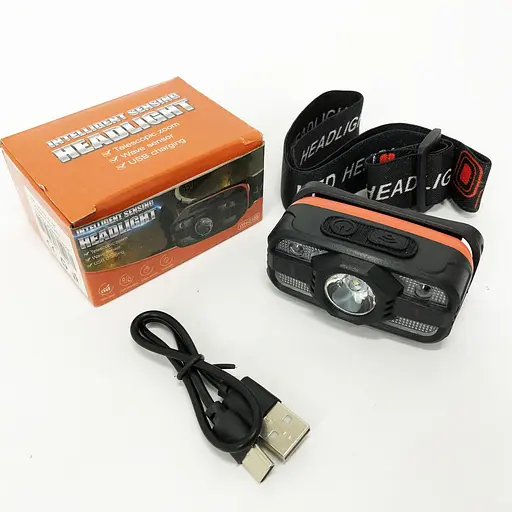 Налобный фонарь WH-0188 XPE+SMD (COB) white+red сенсорное управление АКБ Li-Ion ЗП Type-C - фото 2