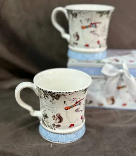 Чайный набор 2 чашки R36247 Зима керамика в подарочной упаковке 280 мл Белая - фото 3