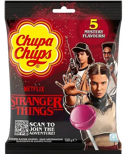 Льодяники на паличці Chupa Chups Stranger Things 5 смаків 10шт, 120г