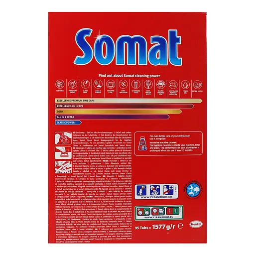 Таблетки для посудомоечной машины Somat Classic 190 шт. (2 уп. х 95 шт.) - фото 4