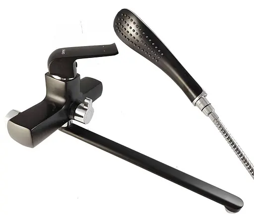 Смеситель для ванны длинный гусак черный Ø35 Gappo Aventador 1/8 G2250 Черный матовый - фото 1