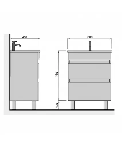 Тумба Мойдодир MoonShine 60 з умивальником Cosmo 60 підлогова Білий - фото 2