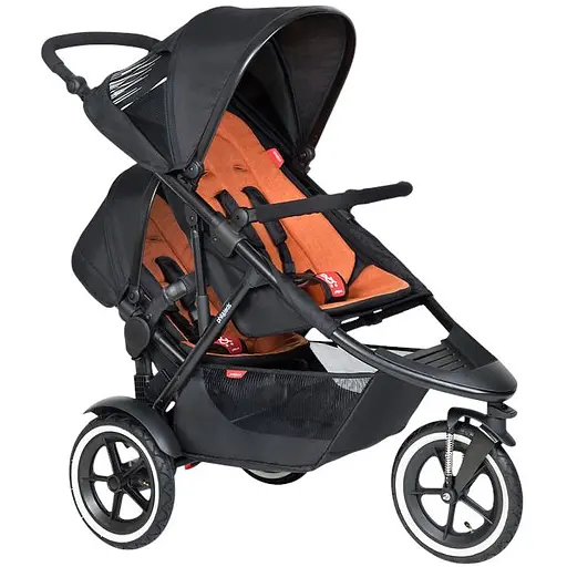 Беговая коляска для погодок и двойни Phil&Teds Sport + вкладка, коралловый
