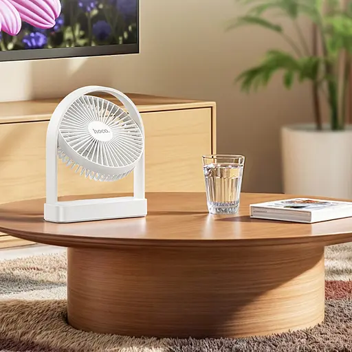 Вентилятор Hoco HX65 ultra-thin desktop fan на акумуляторі 2000 мА·год білий - фото 7
