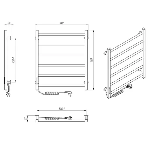 Електрична рушникосушарка Laris Зебра Альфа ЧФ6 500x600 Е ліва R3 77700069, Білий, Ліве, Електронний - фото 7