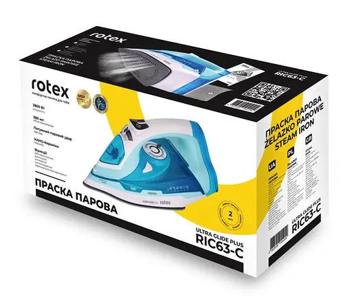 Гладильный утюг Rotex RIC63-C Ultra Glide Plus Керамическое покрытие 2800Вт Резервуар 380мл Голубой / Белый - фото 10