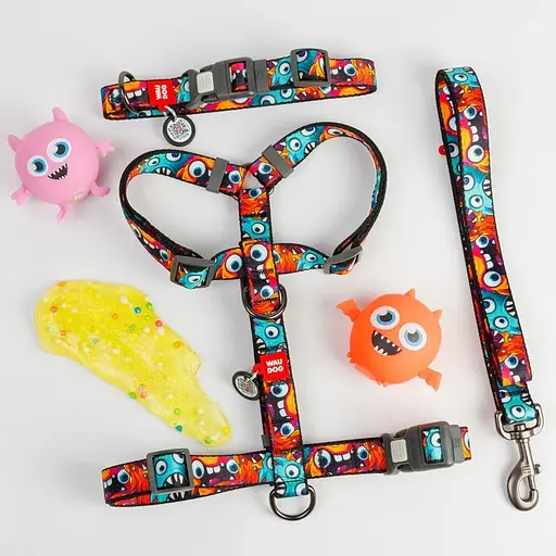 Повідець для собак Waudog Nylon нейлоновий, малюнок "Зубасті монстри", L-XXL - фото 3