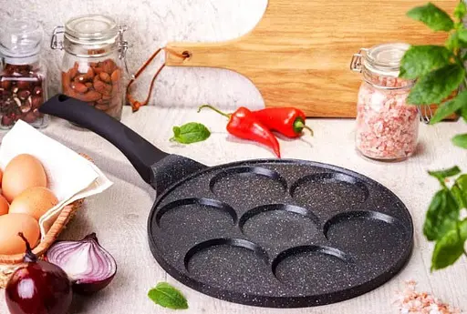 Сковорода порционная для оладий блинчиков Edenberg EB-7512 с мраморным покрытием 7 секций по 8см. - фото 4