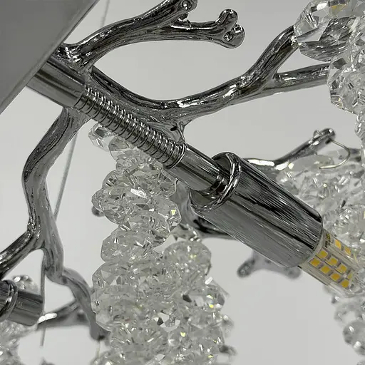 Удлиненная изящная серебряная люстра с хрустальными подвесами в корпусе 100 см | Ст. 33001-L1000*400 CH | Line F - фото 2