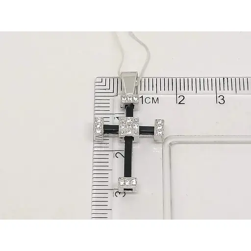 Золотий хрестик Гаразд з каучуком і фіанітами. 3541757 - фото 5