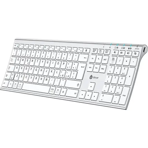IClever BK23Bluetooth-клавиатура, беспроводная клавиатура с 3 каналами Bluetooth, стабильное соединение, сверхтонкая