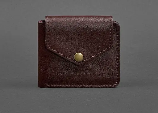 Кожаный портмоне 4.2 на бордовой кнопке. - фото 1