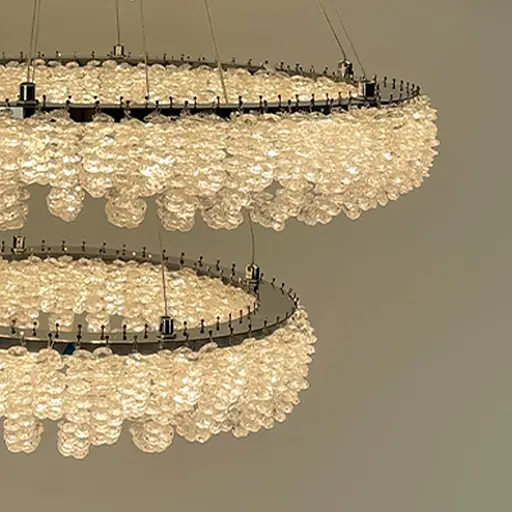 Кільцева кришталева люстра в хромі на 2 яруси 80+60 см | Арт. 33038-800+600 CH | Line F - фото 5