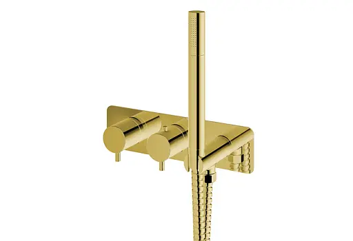 Душова система Kohlman Axel 30 gold з термостатом + BOX прихованого монтажу KPL-QW265AGD30, Золотий - фото 3