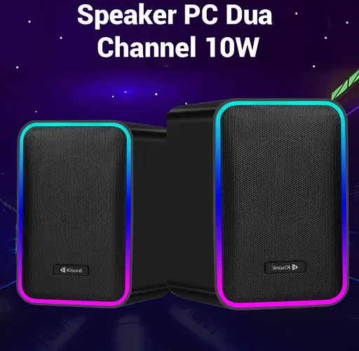 Компьютерные колонки Kisonli X21 Bluetooth, 20W, USB, RGB light, Black - фото 3