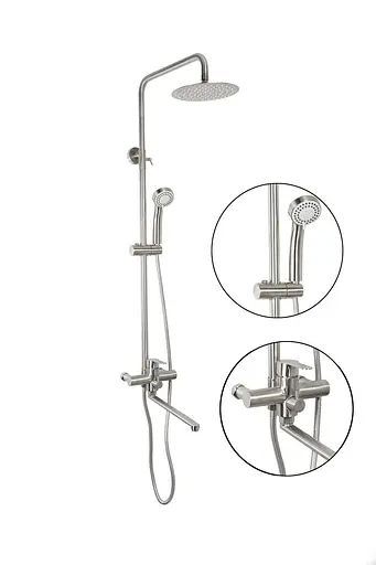 Душова система Germece з довгим виливом 30 см 72403-2 нержавіюча сталь, Нержавіюча сталь - фото 2