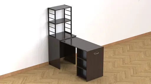 Стіл-тумба трансформер Смарт 4/2 з етажеркою Ferrum-decor 1430x1450x600 Чорний метал ДСП Венге Магія 16 мм (FRD-106170) - фото 4