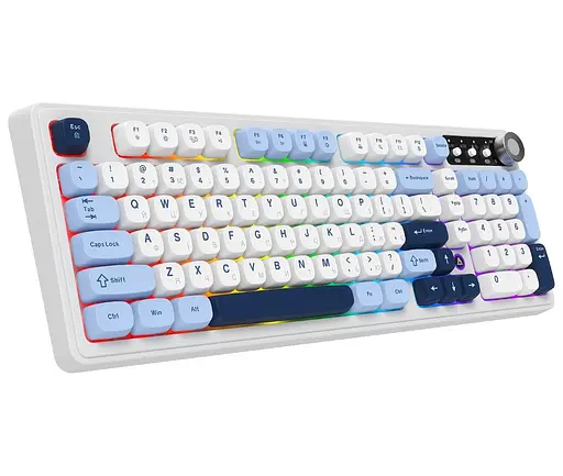 Клавіатура ігрова бездротова Ajazz AF-BGY-98 Plus White-Blue 2.4G/Bluetooth/USB - фото 1