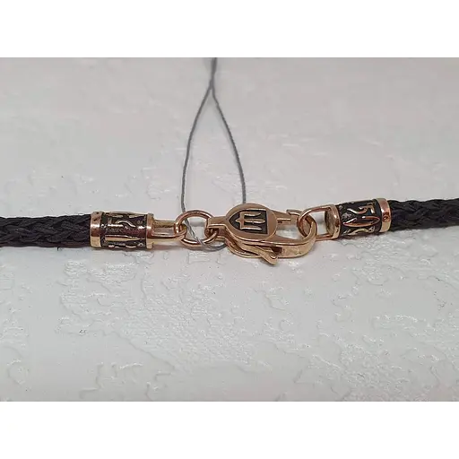 Ювелирный шнурок из текстиля Ювелирное производство А. Долина с золотыми вставками Трезубец. 400026 60 - фото 2