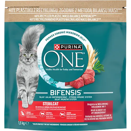 Сухий корм для стерилізованих котів Purina One Sterilcat з яловичиною 1.5 кг  - фото 2