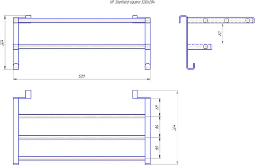 Навісна полиця для рушників HF Sheffield проф. 520x284 3.0.1202.13.BM, Чорний матовий - фото 5