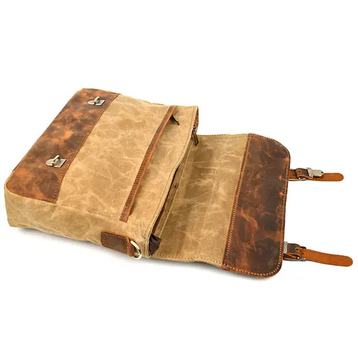 Чоловічий портфель з канвасу та шкіри наппа TARWA 36х27х10 см sum0028420 - фото 7