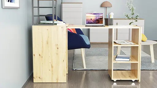 Стіл-тумба трансформер Смарт 4/1 з етажеркою Ferrum-decor 1430x1450x500 Чорний метал ДСП Дуб Артизан 16 мм (FRD-105128) - фото 10