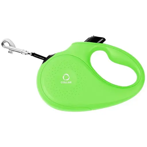 Повідець-рулетка для собак Collar світловідбивна стрічка розмір L, 50 кг, 5 м, салатовий