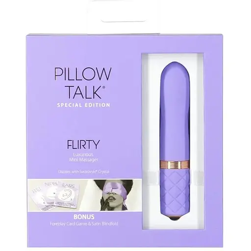 Вібратор Pillow Talk Flirty Purple Special Edition Сваровська пов'язка на очі + гра - фото 8