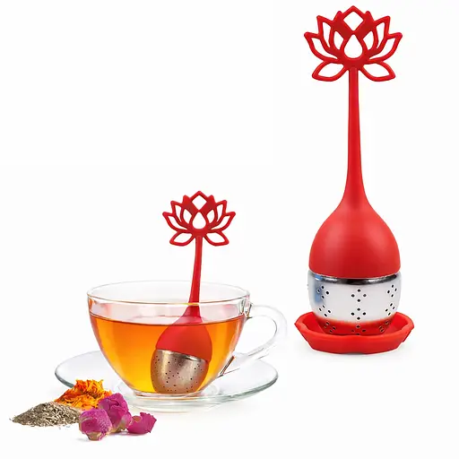 Заварник ситечко для заваривания для чая силиконовый в виде цветка лотоса Красный 88283 - фото 1
