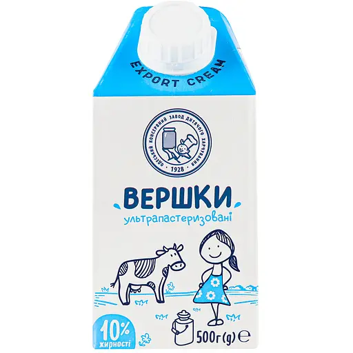 Упаковка вершків ОКЗДХ ультрапастеризовані 10% жиру 6 кг (500 г х 12 шт.) - фото 2