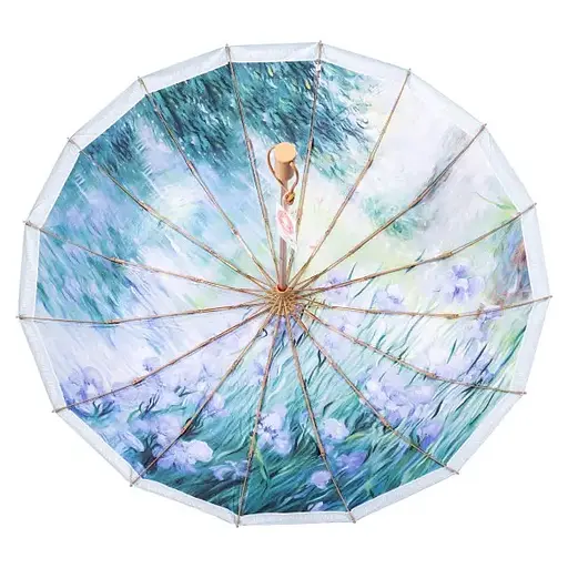 Парасоля Yiwu HP-23-3BL механічна складна 99 см з квітковим принтом блакитна - фото 3