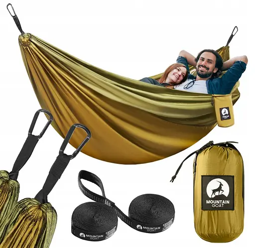 Туристический гамак Mountain Goat 300 x 200 см двухместный, подвесной Olive (P-5905973403139) - фото 2