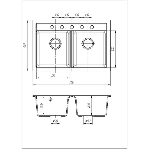 Кухонная мойка Romzha Valuri 78-2D Grafit (201) - фото 6
