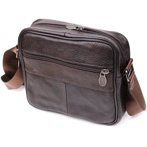Горизонтальна зручна сумка з ручкою для чоловіків із натуральної шкіри Vintage 20х17х8 см sum0027476 - фото 12