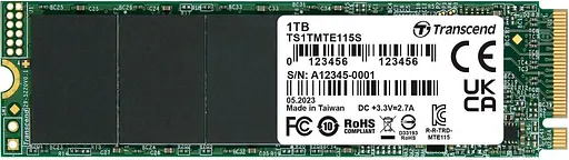Накопичувач SSD Transcend m.2 NVMe 1Tb 115S (TS1TMTE115S) - фото 1