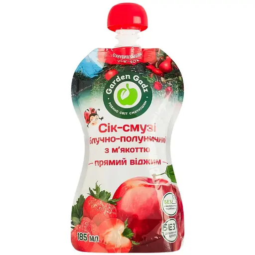 Сік-смузі Garden Gadz яблучно-полуничний з м'якоттю 185 мл - фото 1