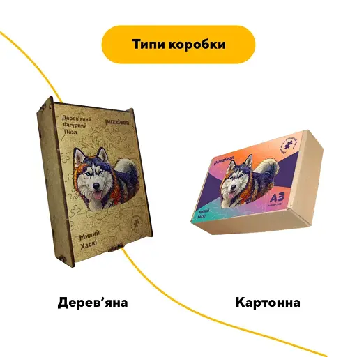 Деревянный фигурный пазл Милый Хаски, А2, Картонная коробка 300+ элементов - фото 4