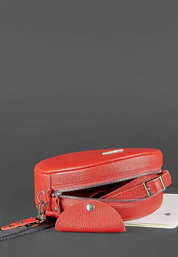 Кругла жіноча шкіряна сумочка Tablet червона - фото 5