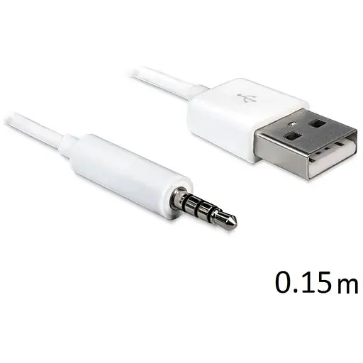 Кабель аудіо USB для iPod Shuffle Jack 3.5mm M 4 pin -> USB AM, 0,15 м. білий