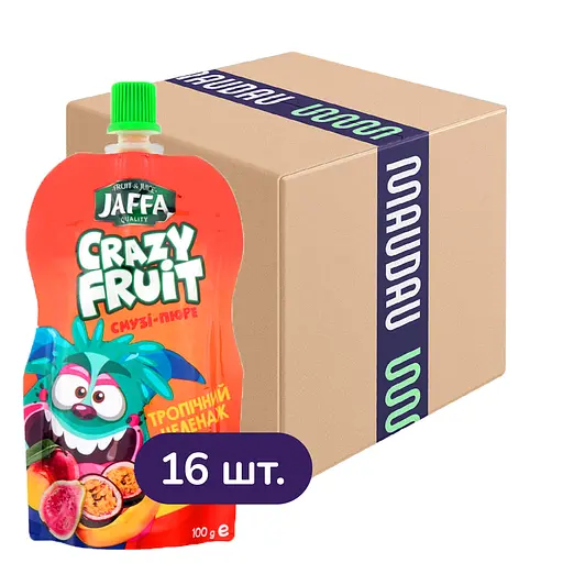 Упаковка смузи-пюре Jaffa Crazy Fruit Тропический челлендж 1.6 л (100 мл х 16 шт.) - фото 1