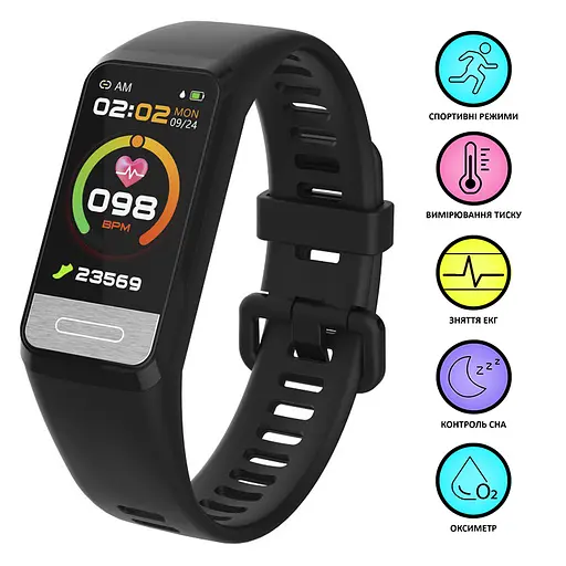 Розумний фітнес браслет Lemfo H03 зі зняттям ЕКГ (Чорний) - фото 1