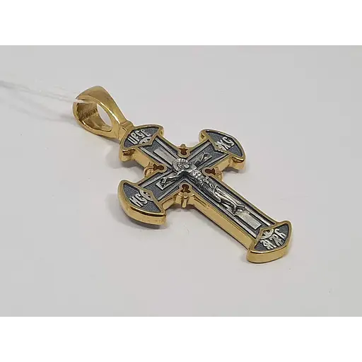Серебряный крест Харьковская ювелирная фабрика Распятие Христа с позолотой. 3433-ЗЧФ - фото 2