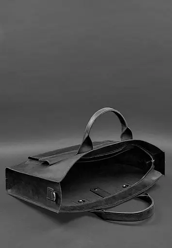 Шкіряна сумка для ноутбука та документів Універсальна чорна Crazy Horse - фото 6