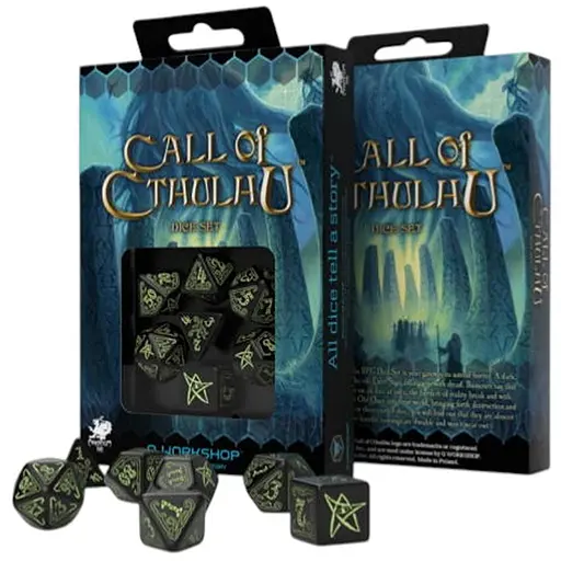 Набор кубиков Call of Cthulhu Black & glow-in-the-dark Dice Set , 7 шт. (SCTH07) - фото 1