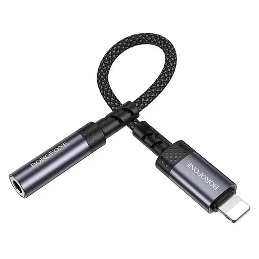 Перехідник BOROFONE BV24 Graceful digital audio converter cable iP to 3.5mm Metal Grey - фото 5